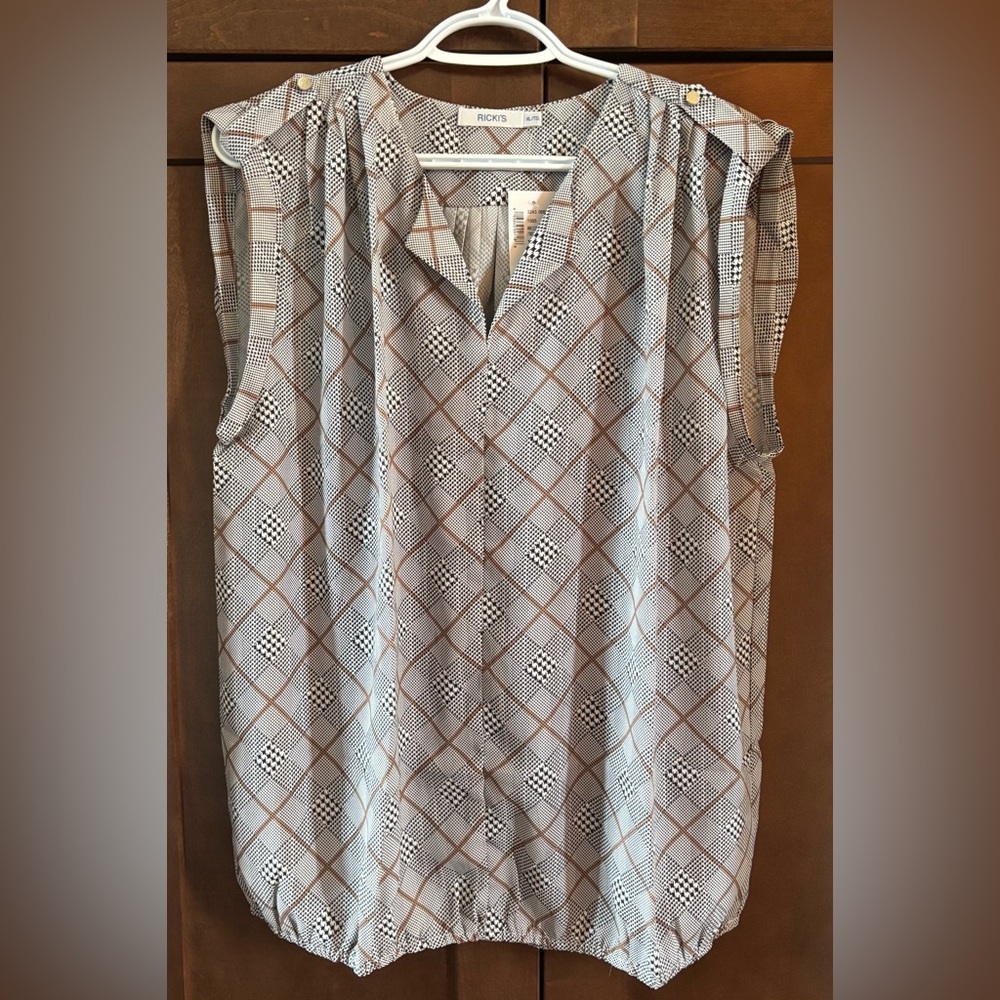 Black and Gray Geometric Women's Blouse